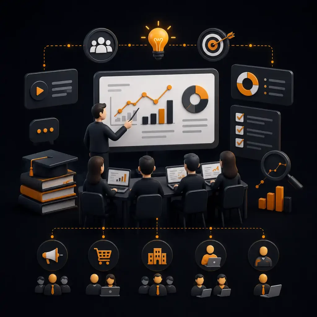 Presentazione di dati e strategie aziendali basati sulla formazione digital analytics